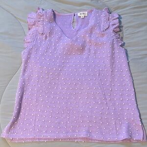BiBi Lavender Textured Ruffle Top